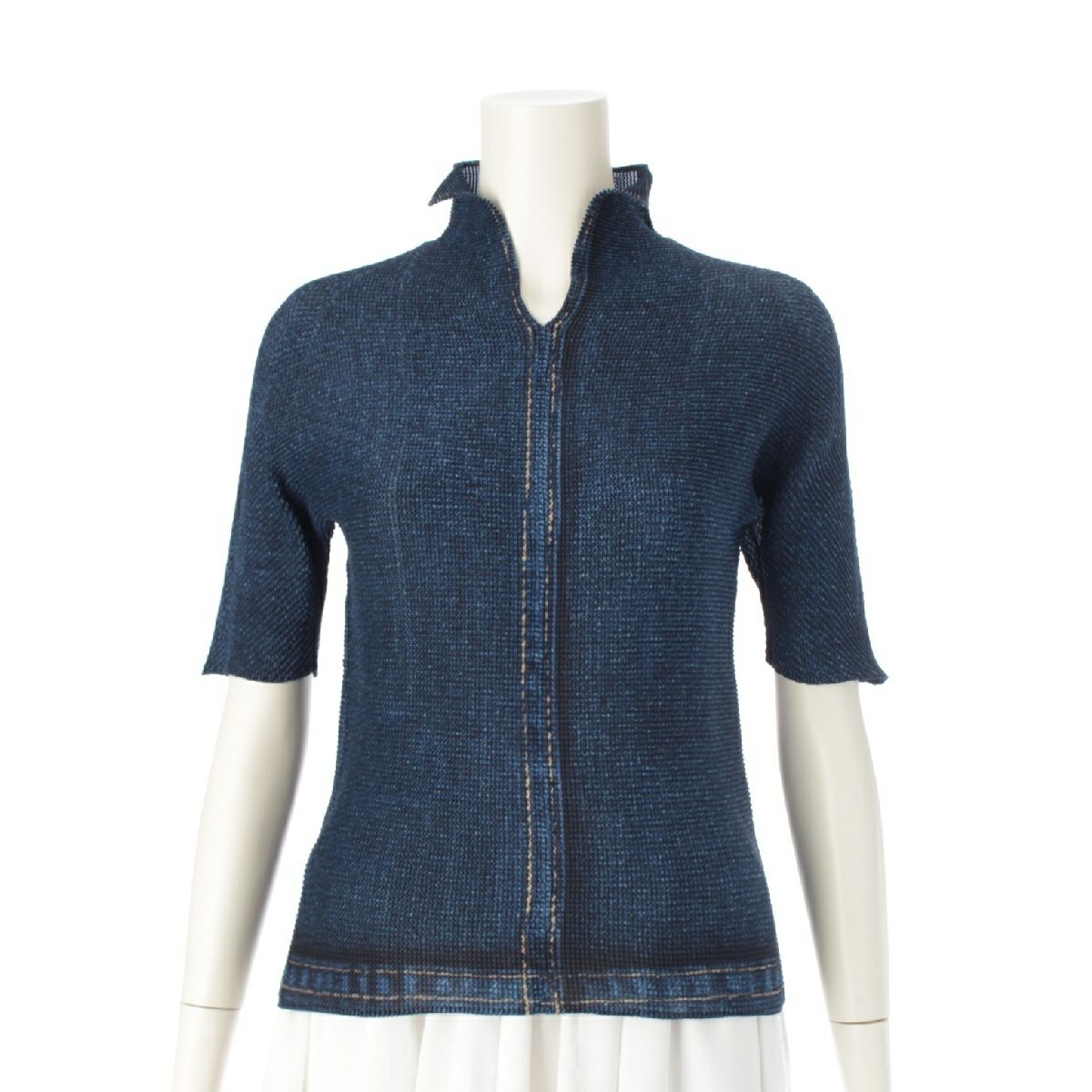 プリーツプリーズ イッセイミヤケ ポリエステル ヴィンテージ デニム  