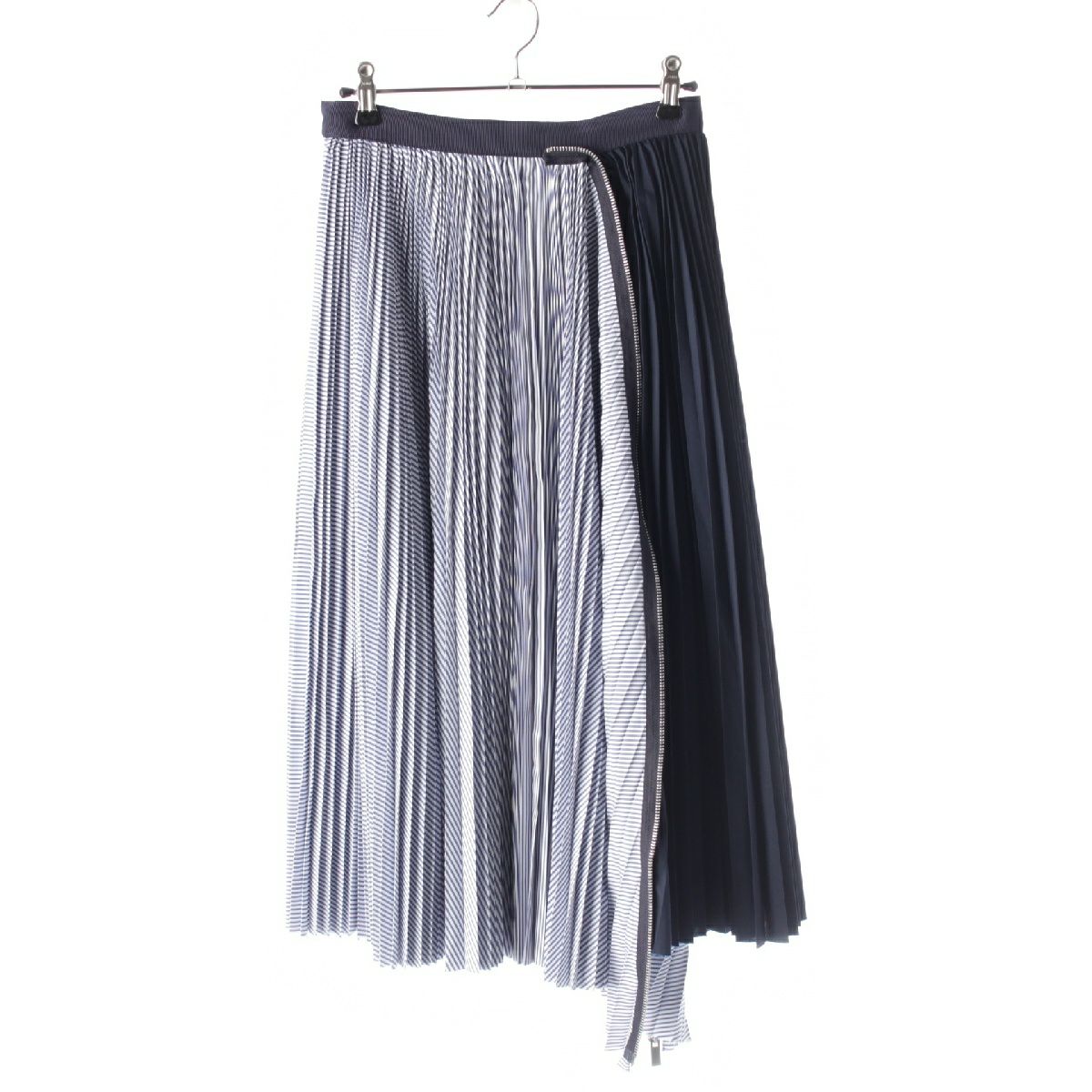 サカイ 24SS Cotton Poplin Zipper Skirt プリーツ ストライプ