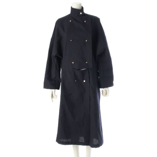 【未使用、新品】LOEWE ブラック レザートレンチコート n2056723-21.jpg