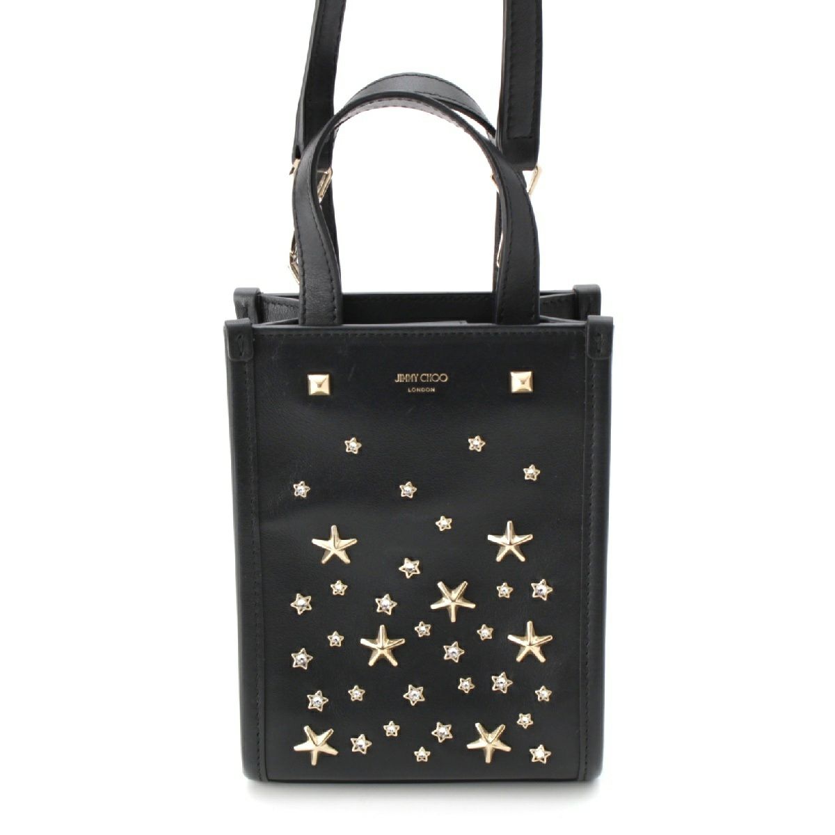 ジミーチュウ MINI N/S TOTE レザー クリスタル スタースタッズ