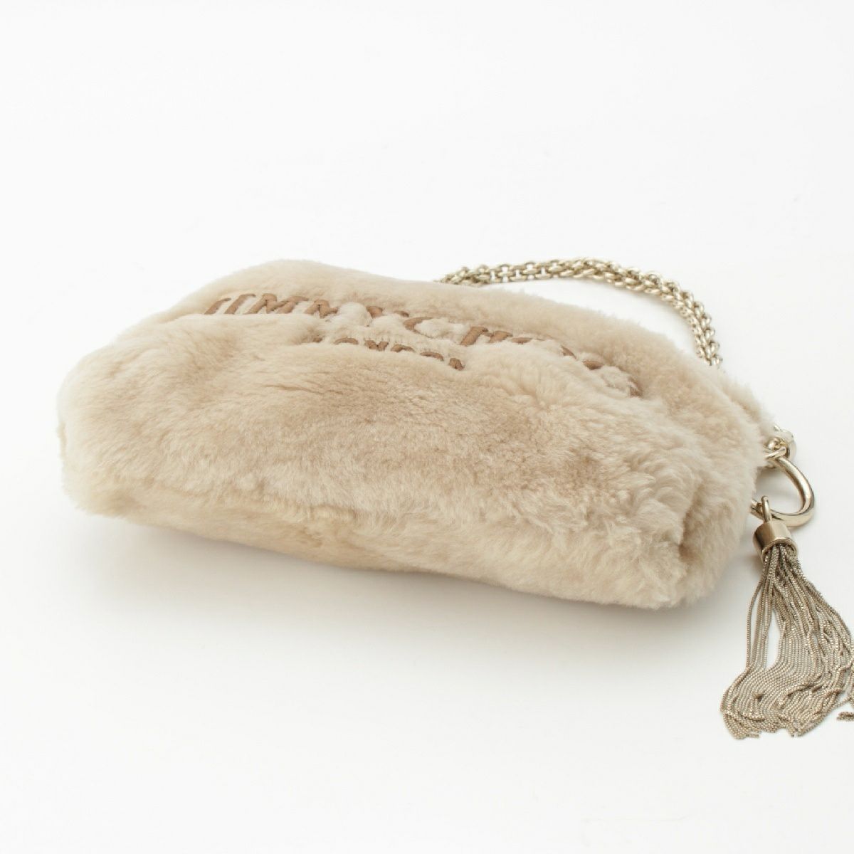 ジミーチュウ Callie ファー ロゴ タッセル チェーン ショルダーバッグ  