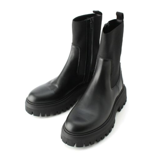 モンクレール enfant boots アンファンブーツ レザー バックロゴ チャンキーソール サイドジップ ブーツ シューズ ブラック 38