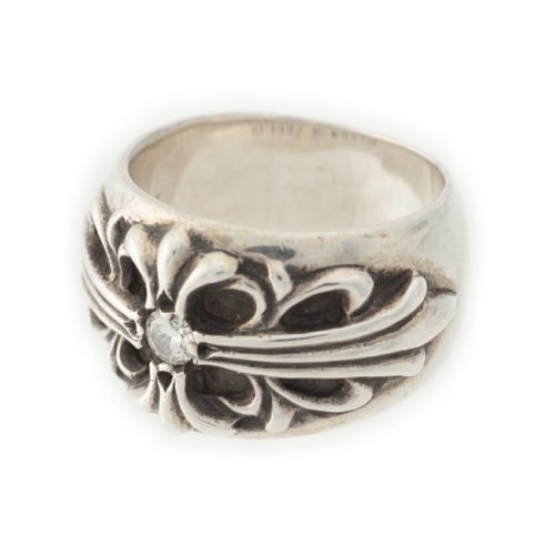 クロムハーツ フローラルクロス 1Pダイヤ リング 指輪 アクセサリー sterling シルバー 11号 14.1g
