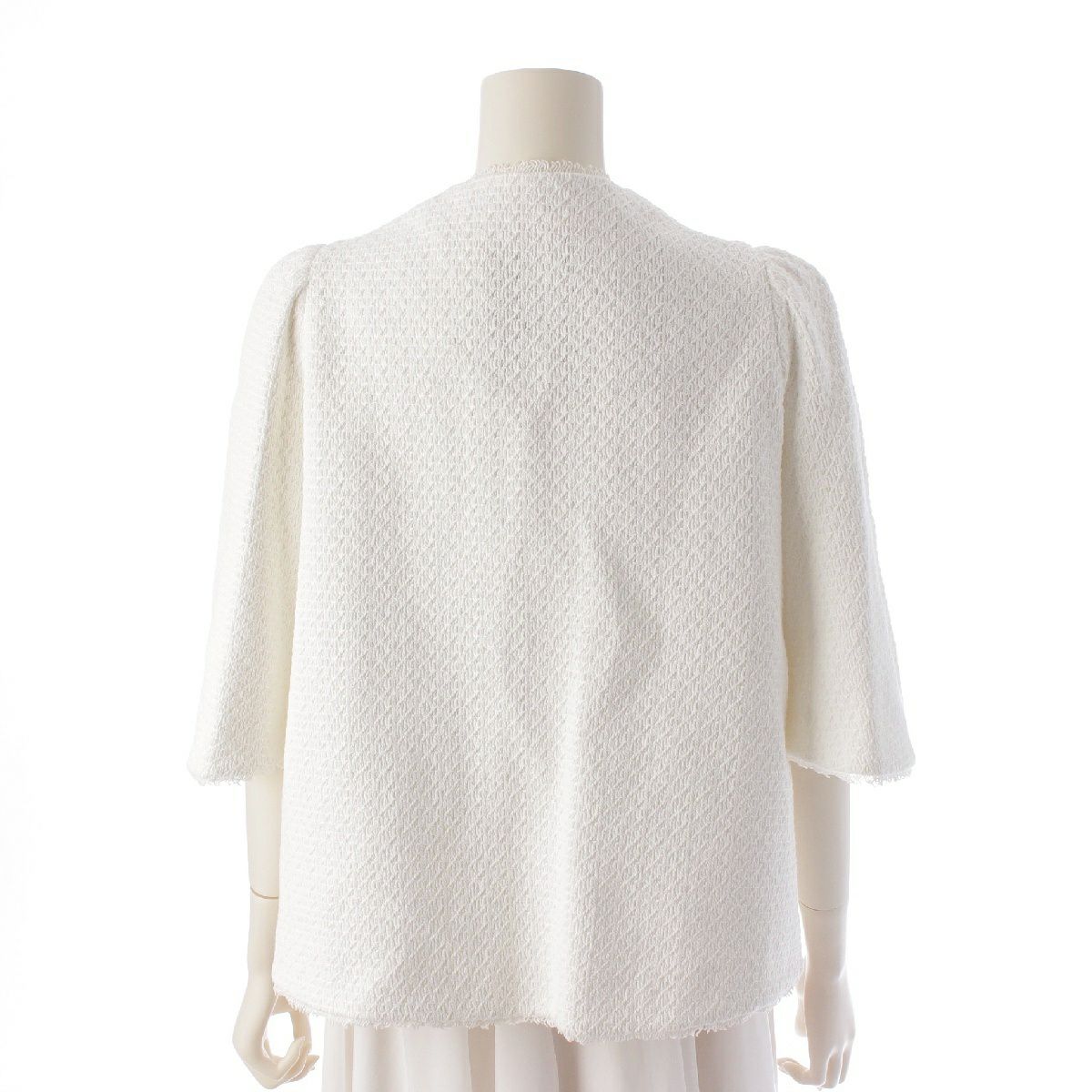 ドゥロワー コットン シルク フリンジニット ノーカラージャケット