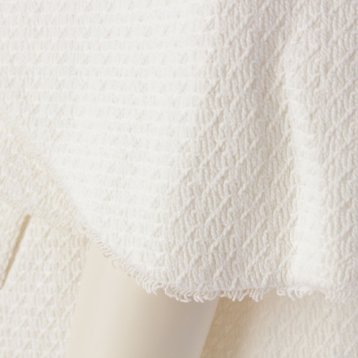 ドゥロワー コットン シルク フリンジニット ノーカラージャケット