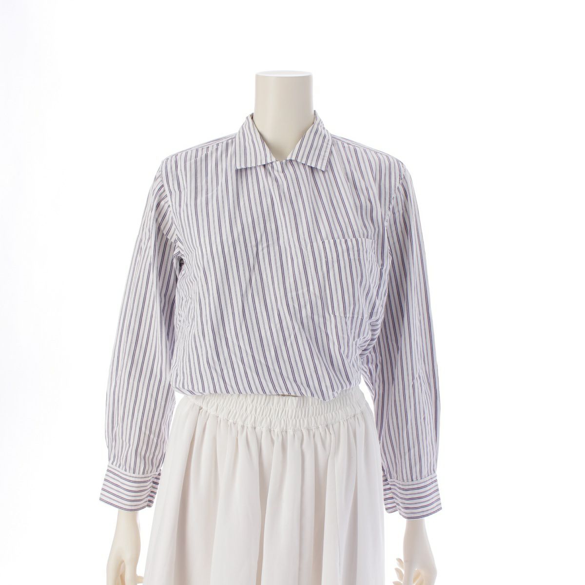 COMME des GARCONS - トリココムデギャルソン 80S コットン ストライプ デザイン L/S 長袖シャツ トップス ホワイト【中古】 トリココムデギャルソン 80S コットン ストライプ デザイン L/S