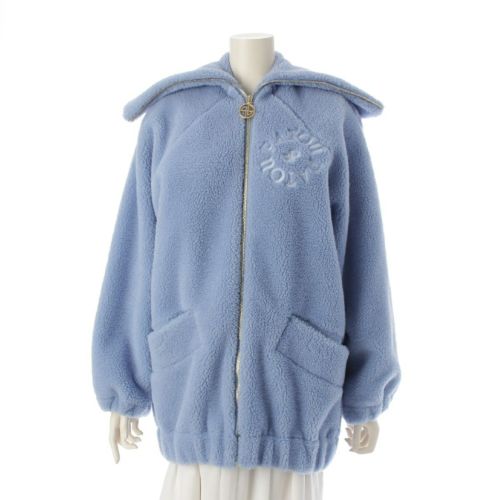 パトゥ 23AW コットン ロゴ刺繍 フェイクシアリング ボア ボンバー ジャケット ブルゾン アウター 23A-JE098-0157 ブルー XS