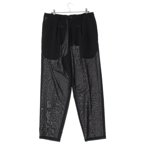 ワイズ ヨウジヤマモト Yohji Yamamoto ウール シースルー パンツ ボトムス スラックス YK-P12-102 ブラック M