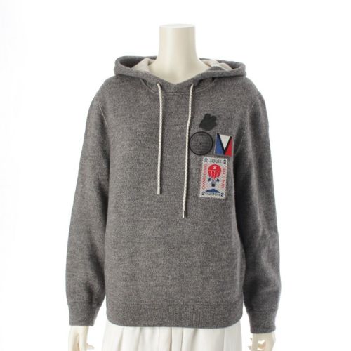 ルイヴィトン 14AW カシミヤ LVカップ1854 ロゴパッチ フーディー パーカー トップス トレーナー H6N03WF57 杢グレー XS