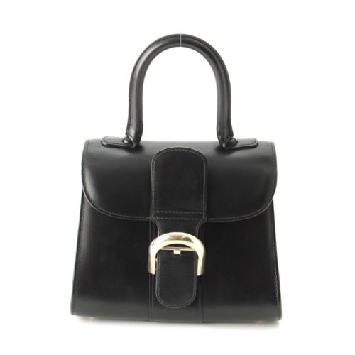 デルヴォー ブリヨン ミニ レザー ミラー付き 2way ショルダー ハンドバッグ ブラック ゴールド金具