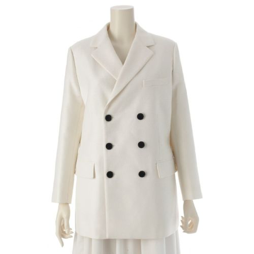 ディオール 25SS ウール×シルク ダブルブレスト テーラードジャケット 521V54A1578 アイボリー オフホワイト 36