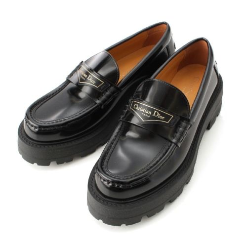クリスチャンディオール Dior Boy カーフスキン プラットフォーム ロゴ 厚底 シューズ ローファー KDB862ACA_S900 ブラック 37D
