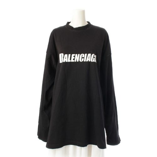 バレンシアガ 22年 コットン ダメージ加工 ロングスリーブ 長袖Ｔシャツ トップス 681046 TNVL1 ブラック 2
