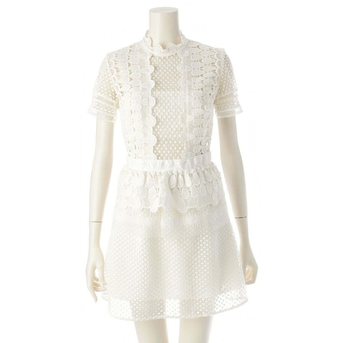 セルフポートレート レース ミニ丈 半袖 ドレス ワンピース SP8-027