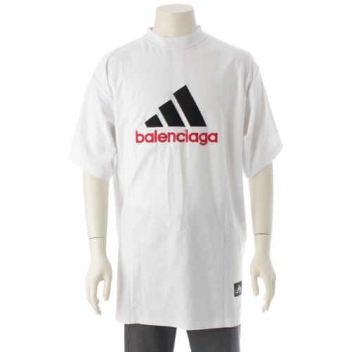バレンシアガ アディダス コットン パフォーマンスロゴ 半袖Ｔシャツ トップス カットソー 731769 ホワイト L