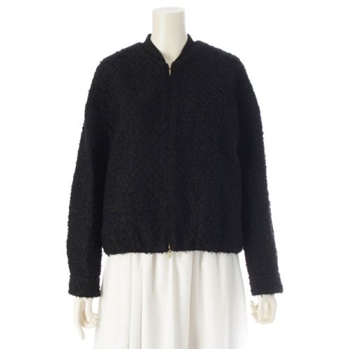 ドゥロワー 24SS RESORT1 ファンシーツイード ジップアップ ブルゾン ジャケット 6522-299-0865 ブラック 38
