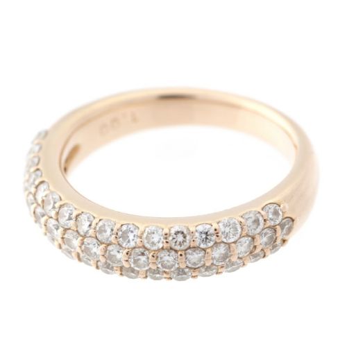 ノーブランド 3ロウ メレダイヤ 1.00ct パヴェ リング 指輪 ジュエリー K18 イエローゴールド 5.4g