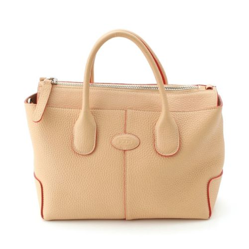 トッズ DI レザー 2way ショルダー ハンドバッグ ベージュ レッド