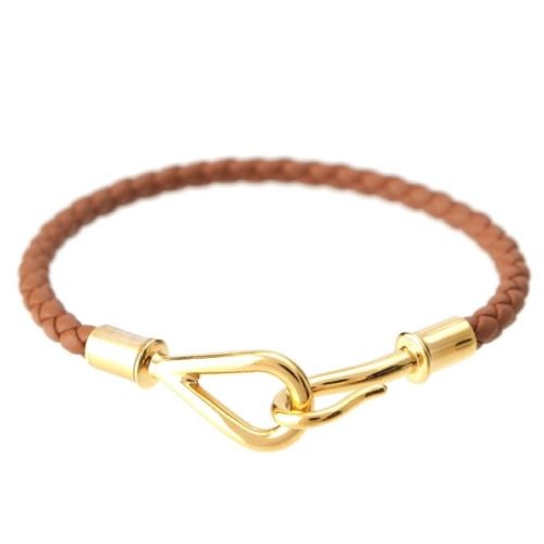 エルメス レザー ジャンボ ブレスレット アクセサリー ブラウン ゴールド