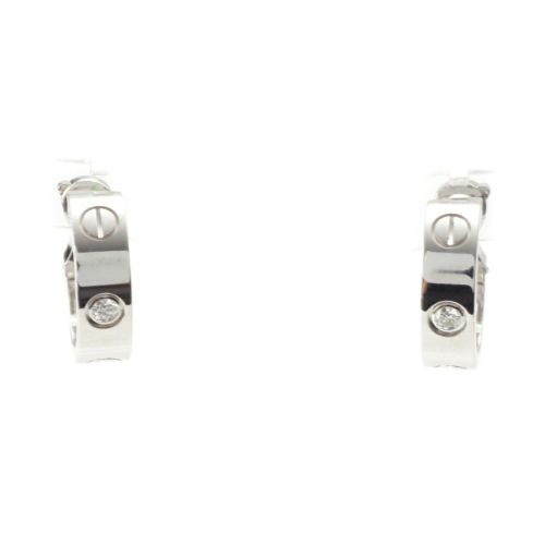 カルティエ LOVE ラブ フープ ダイヤ 2PD ピアス ジュエリー アクセサリー Au750WG B8022800シルバー 12.6g