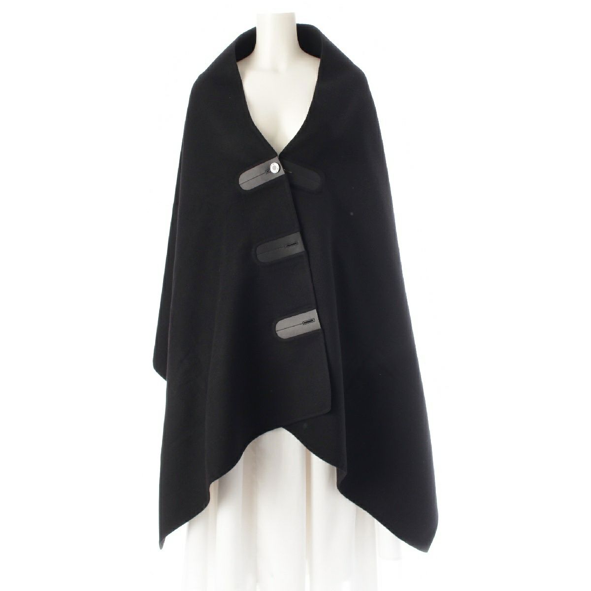 エルメス カシミヤ ダブルフェイス ケープ ポンチョ アウター ブラック