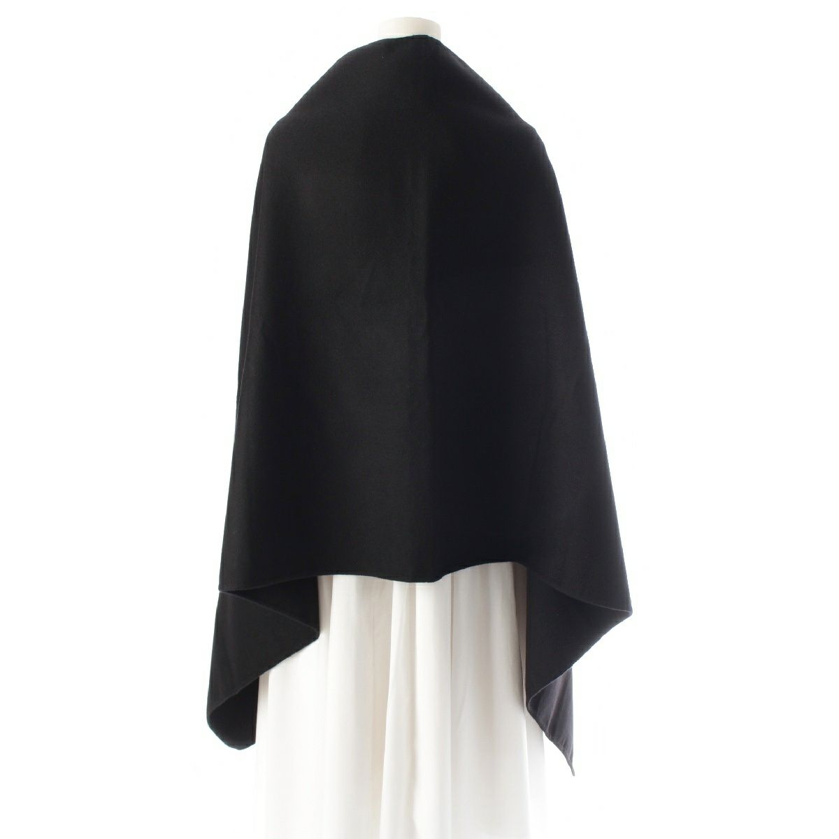 エルメス カシミヤ ダブルフェイス ケープ ポンチョ アウター ブラック
