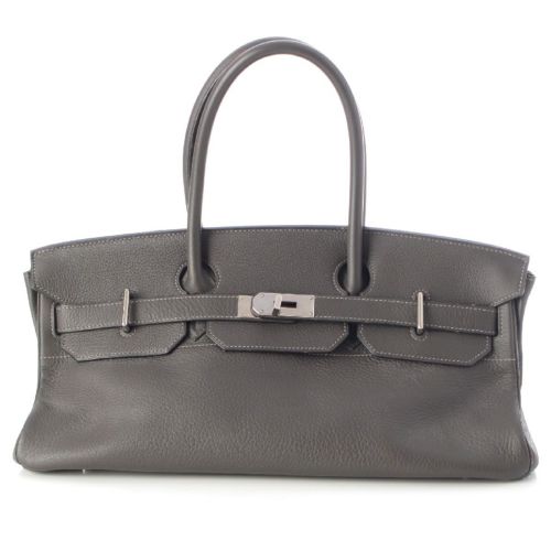 エルメス □J刻 ショルダーバーキン 42 トリヨンクレマンス SV金具 ハンドバッグ グラファイト