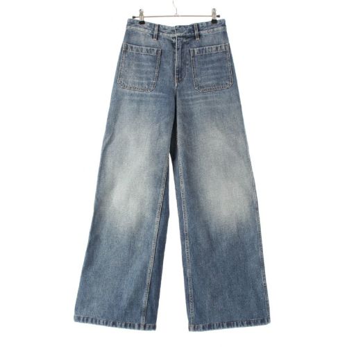 クリスチャンディオール 24年 コットンデニム Dior 8 フレアジーンズ D04 デニムパンツ 422P04A3830 ブルー FR34