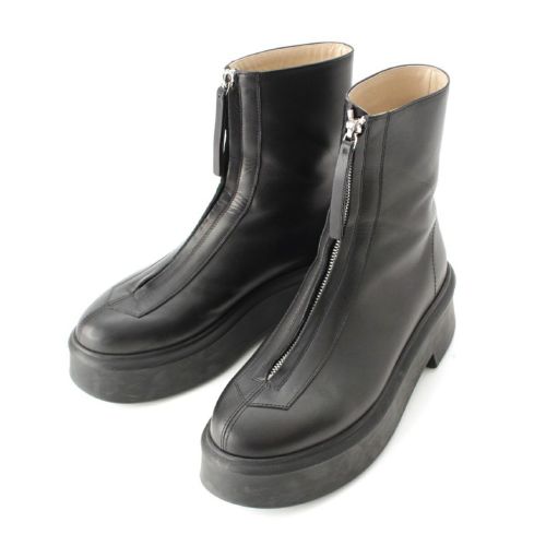 ザロウ ZIPPED BOOT 1 カーフスキン×ラバー センタージップ ブーツ F1144‐L64R ブラック 38