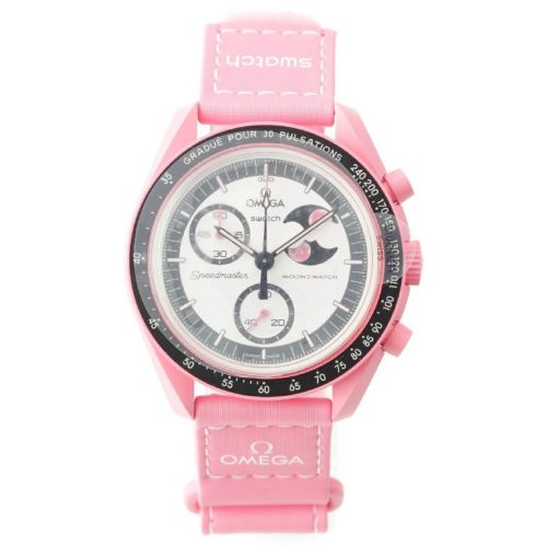 オメガ スウォッチ swatch MOONSWATCH MISSION TO THE PINK MOONPHASE 腕時計 クオーツ ホワイト文字盤 ピンク