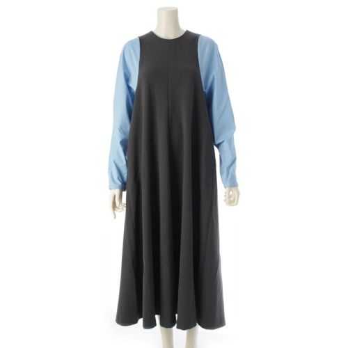 エンフォルド 23AW コットン レーヨン タンクトップ レイヤード ドレス ワンピース 300GA233-1610 グレー ライトブルー 38