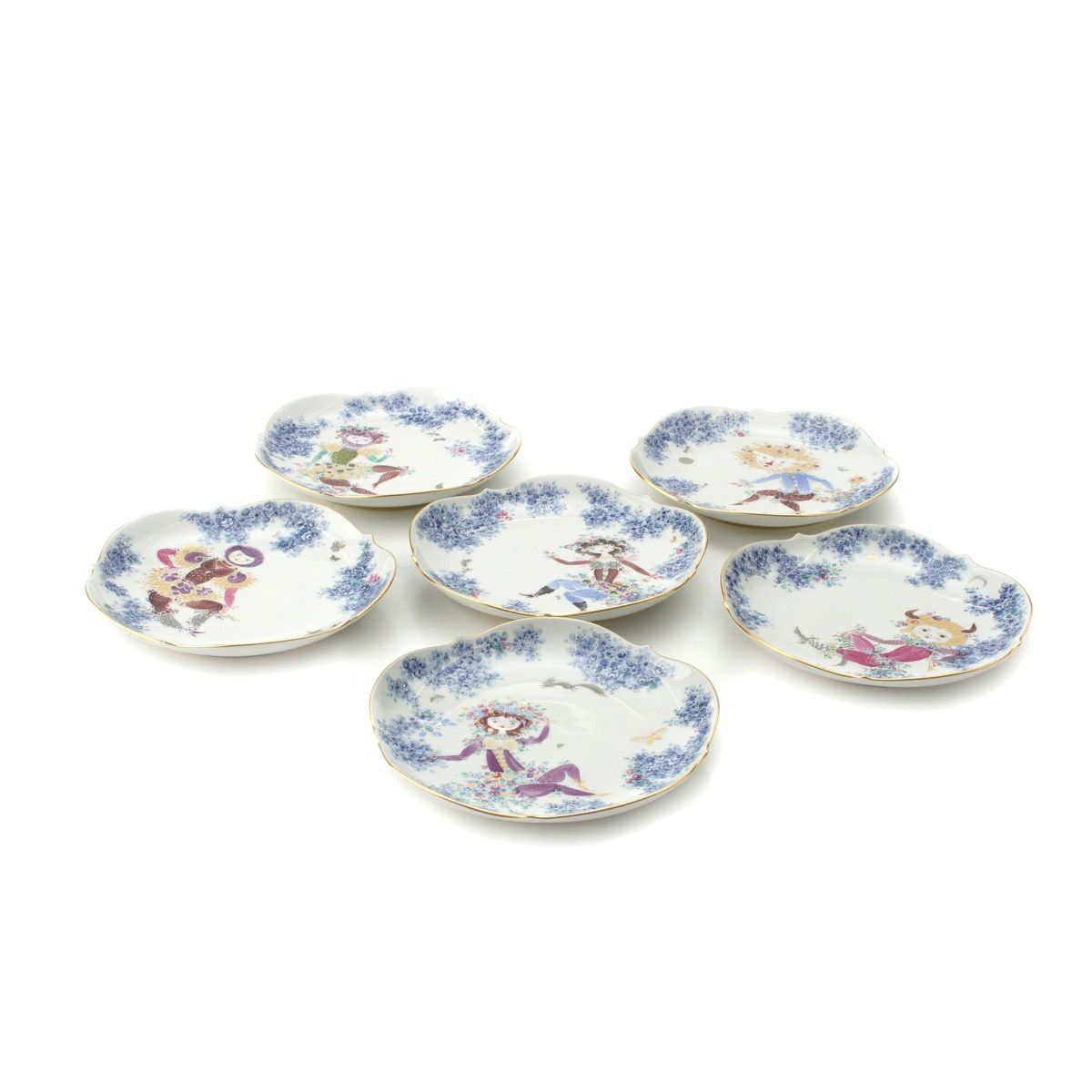 MEISSEN - マイセン ミッドサマーナイトドリーム 真夏の夜の夢 ケーキプレート 皿 陶器 6枚セット 食器 680691/23501 ホワイト マルチカラー【中古】 マイセン ミッドサマーナイトドリーム 真夏の夜の夢 ケーキ