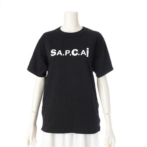 サカイ a.p.c アーペーセー 21年 コットン サイドジップ プリント 半袖Ｔシャツ 21E2-COEQW-M26987 ブラック XS