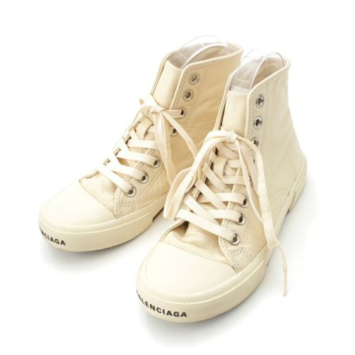 バレンシアガ パリ HIGH TOP レザー ハイカット デストラクション加工 スニーカー シューズ アイボリー 35 23.0cm