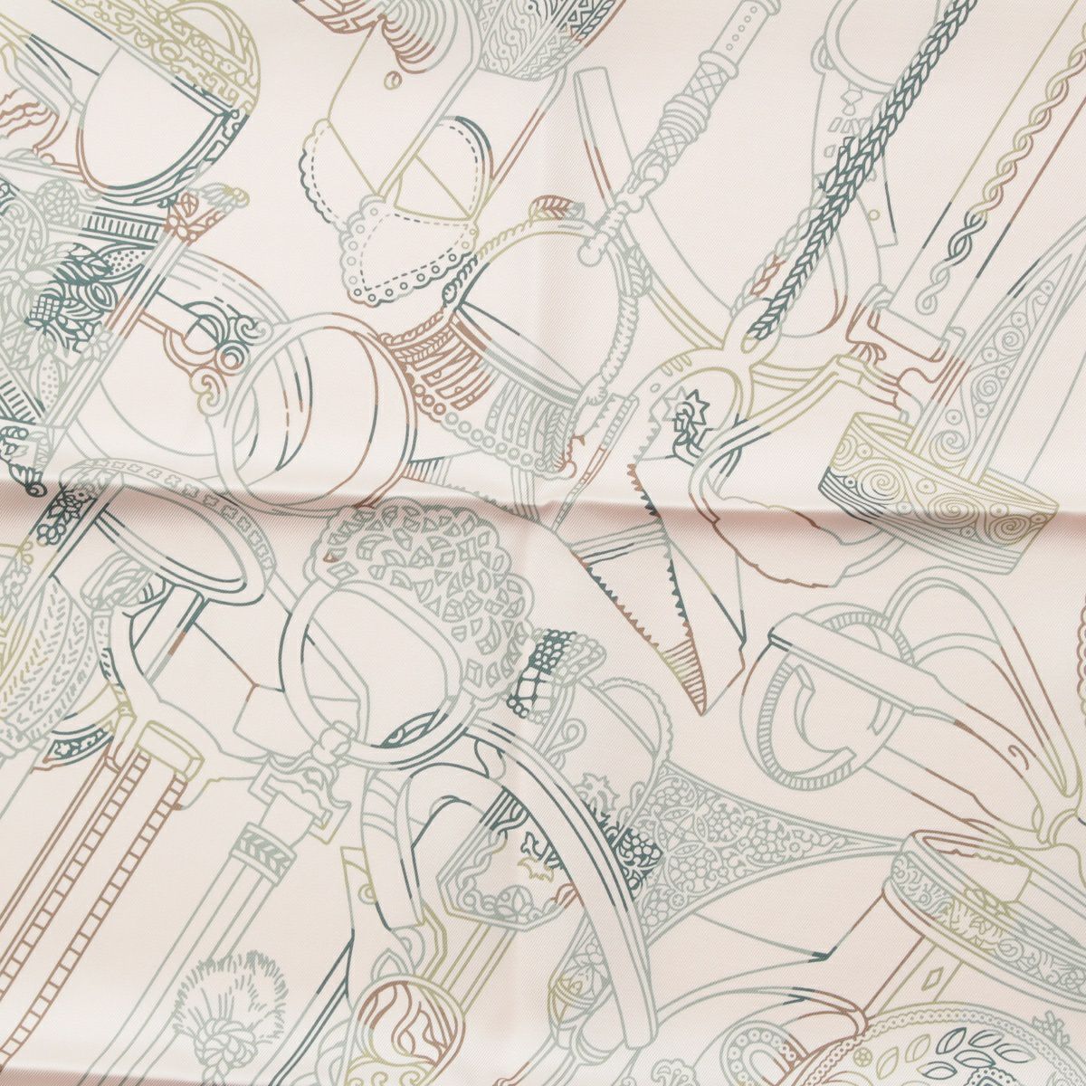 HERMES エトリエ シルクスカーフ レア70 エルメス カレ70 シルク ダブルフェイス CONCOURS D'ETRIERS REMIX