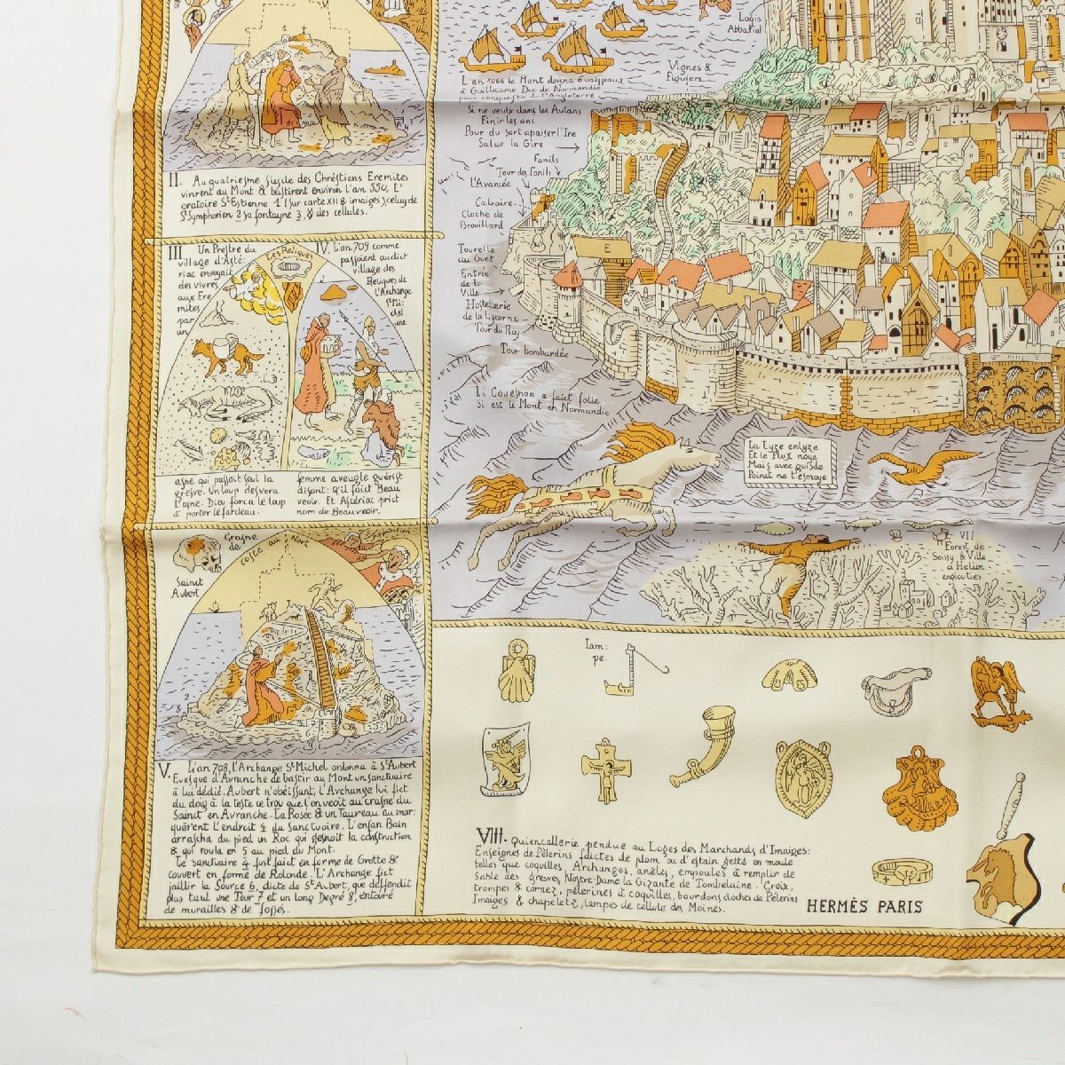 エルメス カレ90 MONT SAINCT MICHEL モンサンミッシェル シルク