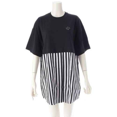 パトゥ オーガニックコットン ストライプ ハイブリット Tシャツ ドレス トップス ボトムス ワンピース JE1089987999B ブラック ホワイト 34