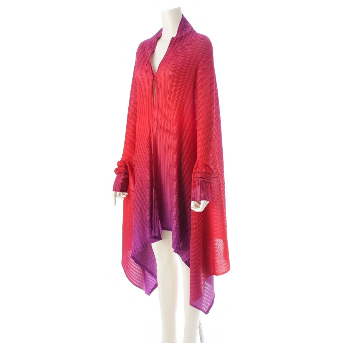 プリーツプリーズ イッセイミヤケ グラデーション 変形 平面 ポンチョ