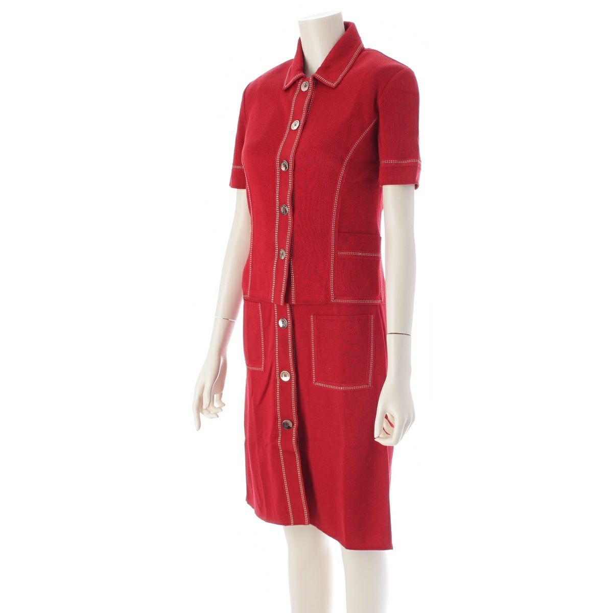 サルヴァトーレフェラガモ コットン ロゴボタン ステッチ ニット