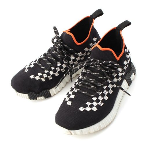 エルメス メッシュ フレックス スニーカー シューズ ブラック×ホワイト 36 1/2