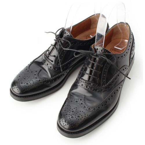 チャーチ BURWOOD バーウッド ポリッシュドバインダーカーフ ウィングチップ レースアップ ドレス シューズ ブラック 37