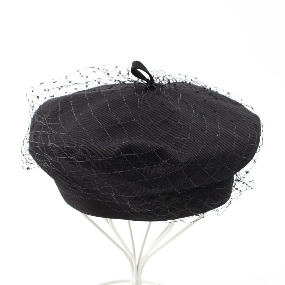 美品　Dior　ディオール　チュールベレー帽　黒　ブラック　56 美品】クリスチャンディオール Christian Dior チュール レース
