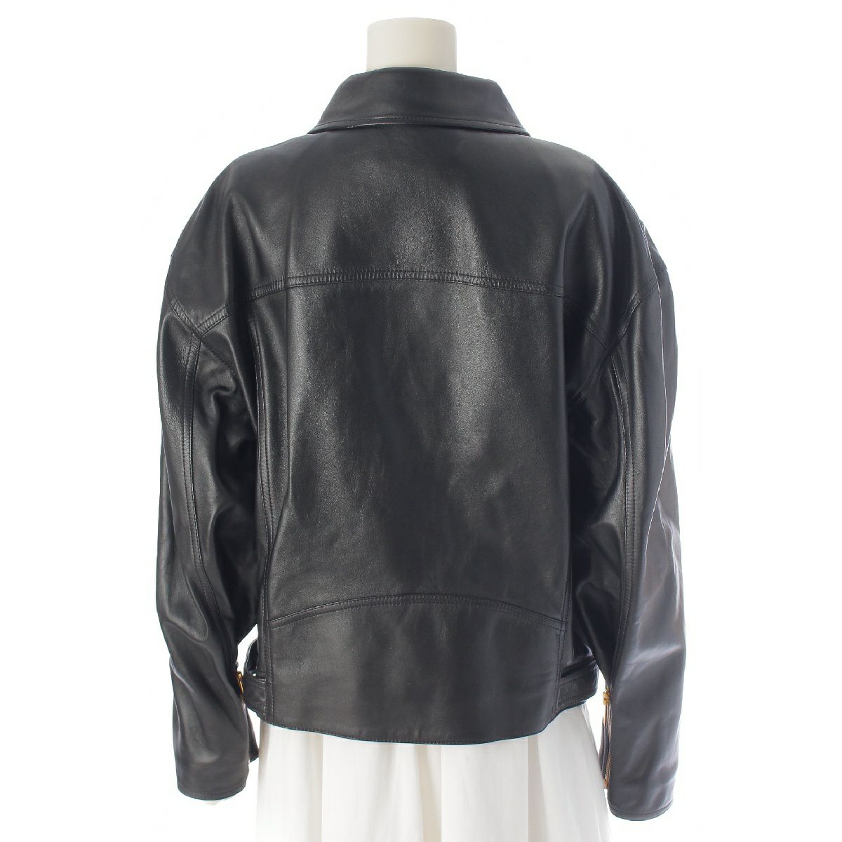 CELINE - セリーヌ ソフトヴィンテージラムスキン ルーズバイカー ダブル ライダースジャケット アウター 2EB95050O ブラック 40【中古】 セリーヌ ソフトヴィンテージラムスキン ルーズバイカー ダブル