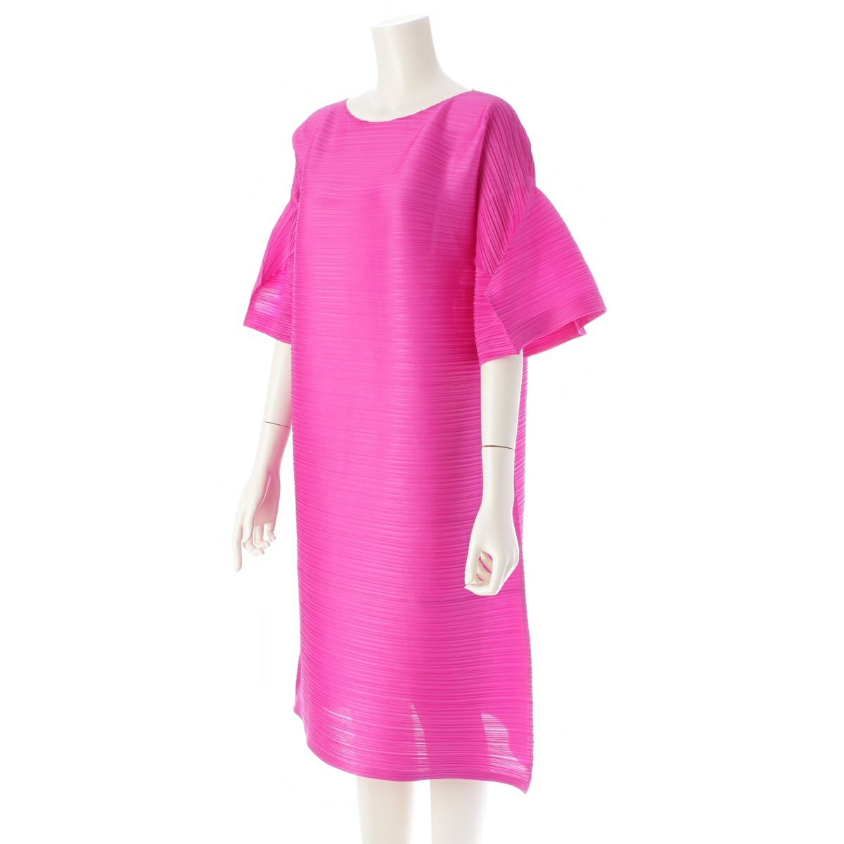 プリーツプリーズ PLEATS PLEASE ワンピース ピンク 膝下丈 PLEATS PLEASE プリーツプリーズ PP84-JH632 ISSEY MIYAKE