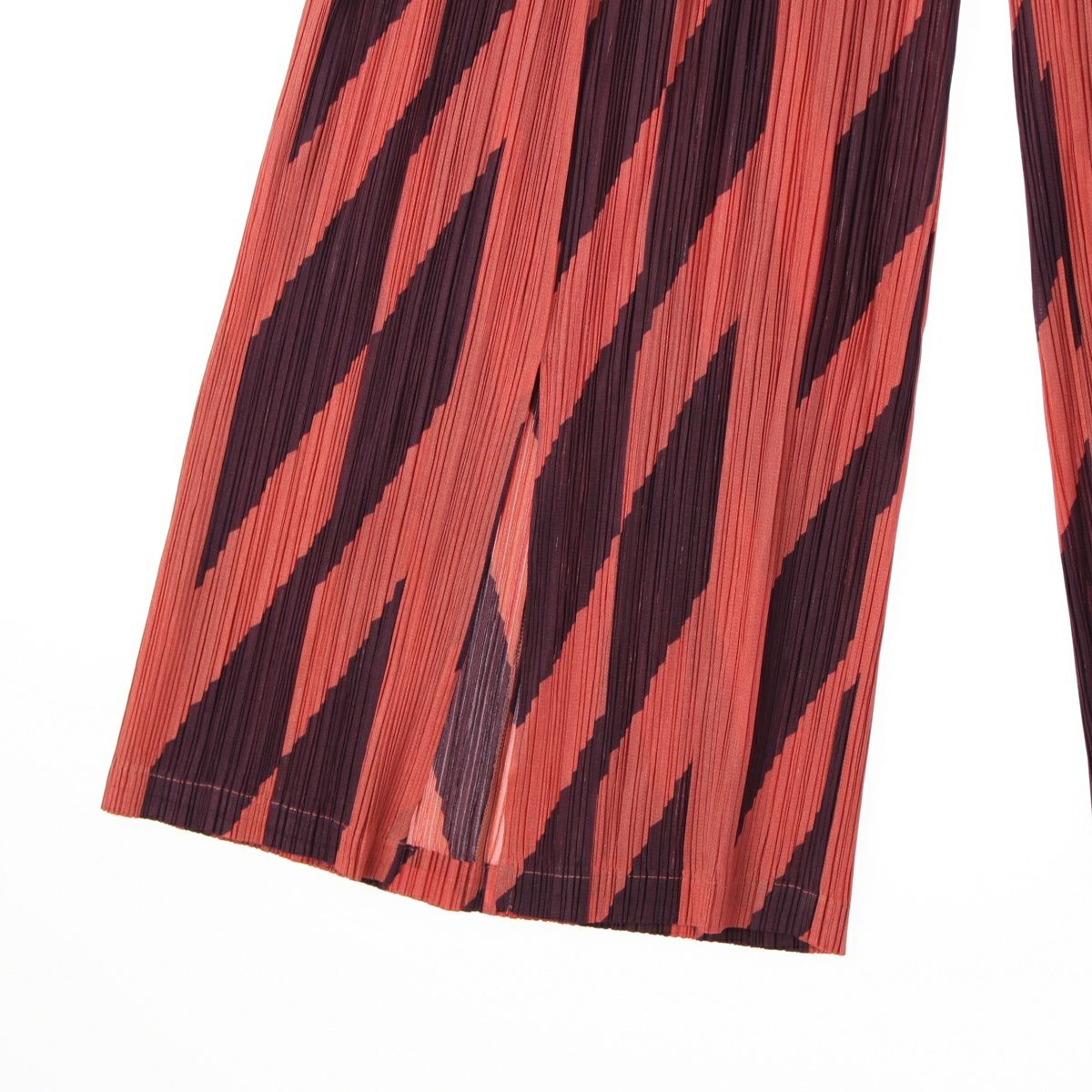 プリーツプリーズ イッセイミヤケ 19年 斜め チェック柄 パンツ  