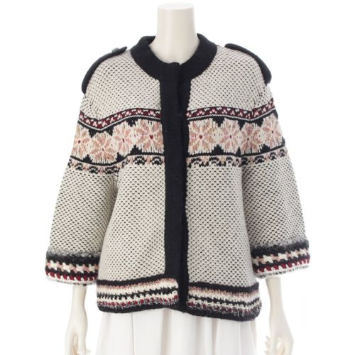 シャネル カシミヤ×ウール×モヘア ココマーク ニット ジャケット アウター P46787 ホワイト アイボリー ブラック 38
