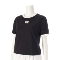 ミュウミュウ 24年 コットンジャージー 刺繍ロゴ入り 半袖Tシャツ