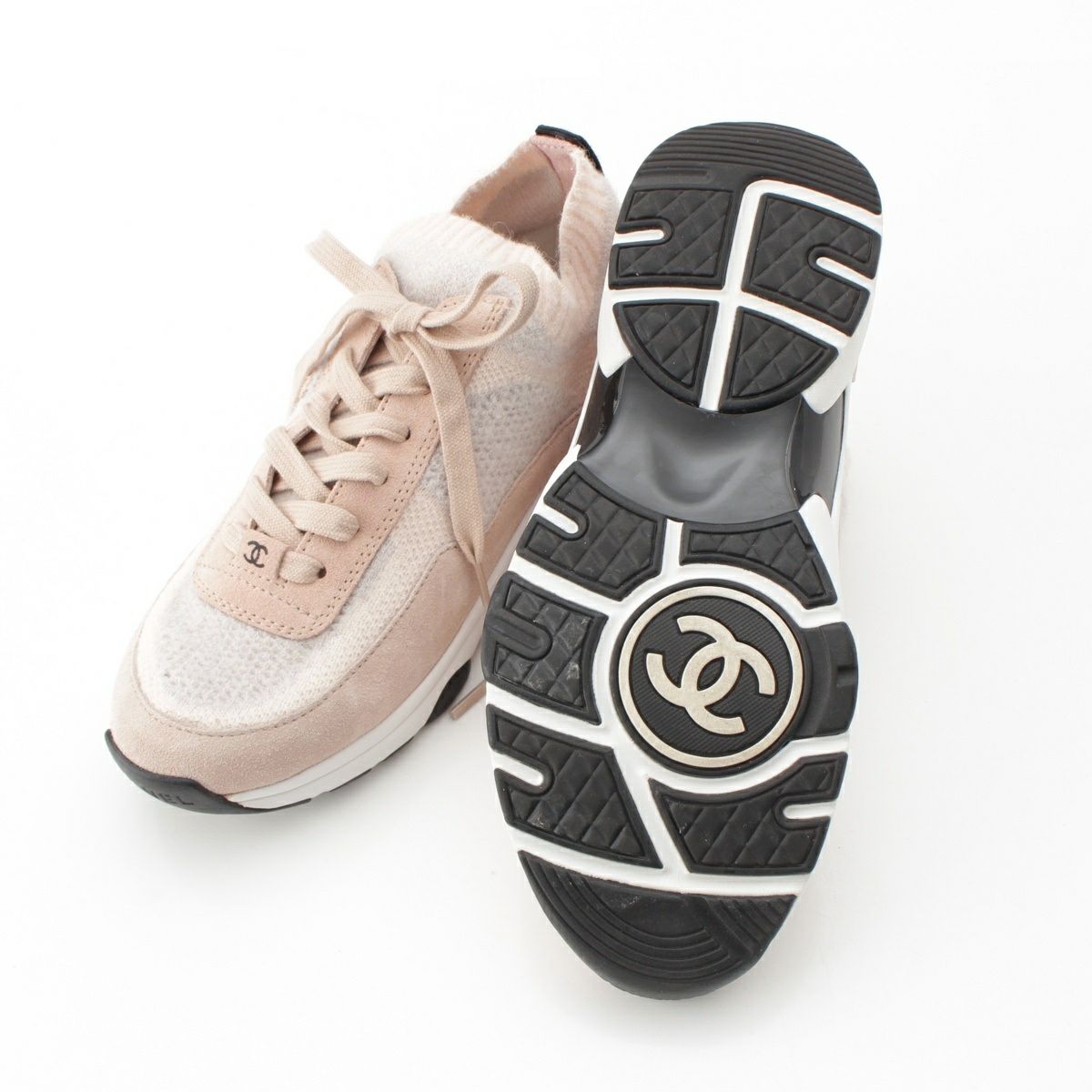CHANEL スニーカー G38750 楽天市場】CHANEL スニーカー G38750 ニット×スエード ネイビー