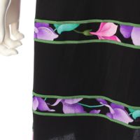 レオナール カンカン素材 Vネック 長袖 ワンピース 0140253 ブラック