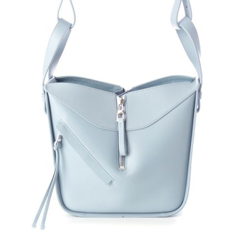 ロエベ ハンモック コンパクト アナグラムストラップ レザー ロゴ 2WAY ショルダー ハンドバッグ ライトブルー